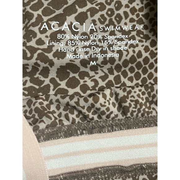 Acacia Swimwear France Elastic Full One Piece Floral Pink and Brown Size Medium - Picture 6 of 7